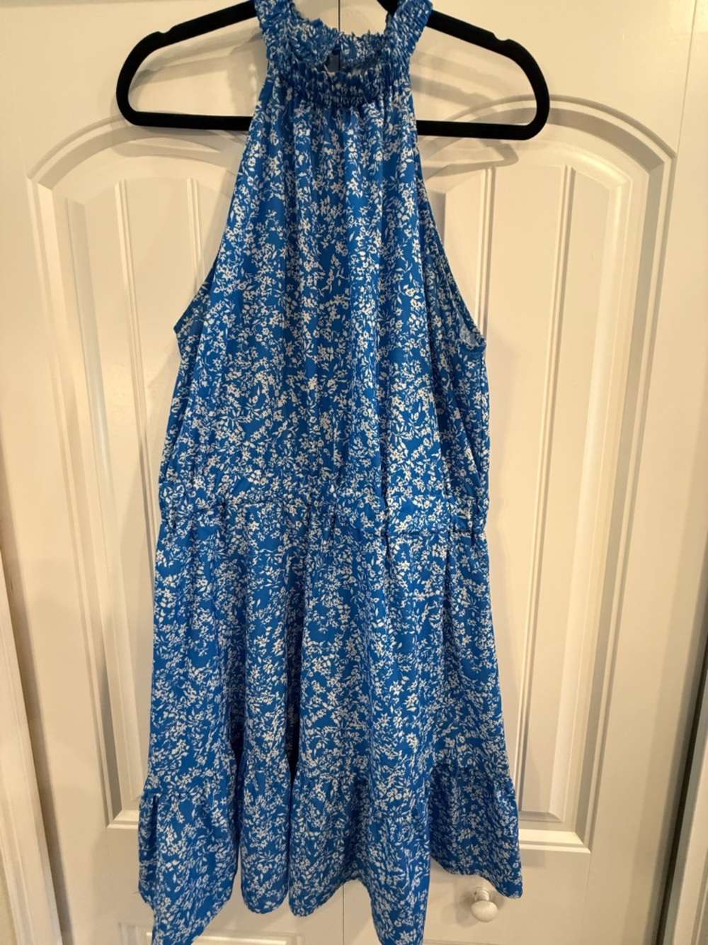Blue Floral Halter Mini Dress XL